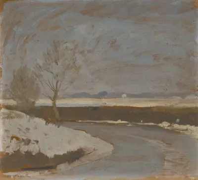 Study Of Winter Landscape With A River
