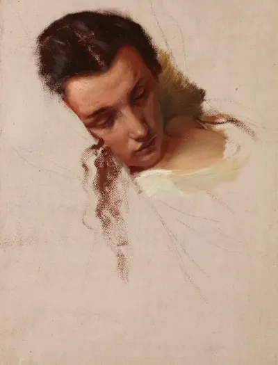 Study To The Painting The Death Of Barbara Radziwill Head Of Quinn Barbara
