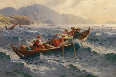Sturmische Uberfahrt Am Fjord