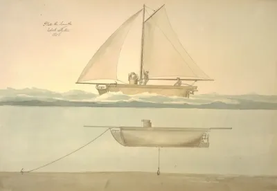 Submarine Vessel Under Sail And Anchored