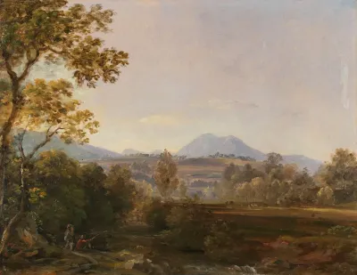 Suddeutsche Landschaft Mit Wanderern