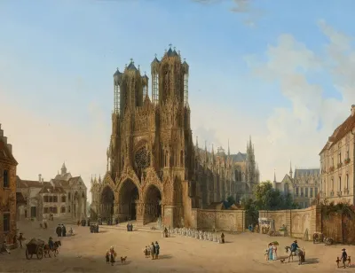 Sudwestansicht Der Kathedrale In Reims