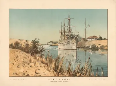 Suez Canal Troopship Passing Through