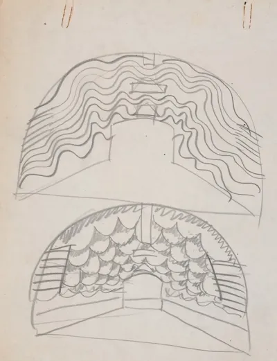 Suggested Treatments Of Auditorium For Theatre And Concert Hall New York Worlds Fair 1939 Sketch For Unlettered Scheme For Proscenium