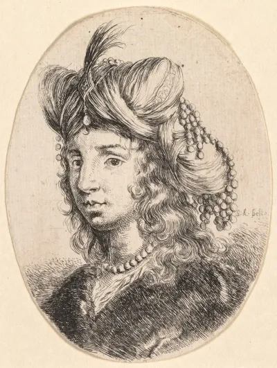 Sultana Wearing A Pearl Necklace And A Turban