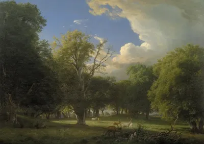 Summer Afternoon With A Passing Shower The Deer Park In Jaegersborg North Of Copenhagen
