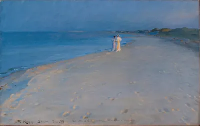 Summer Evening At The South Beach Skagen Anna Ancher And Marie Kroyer Study