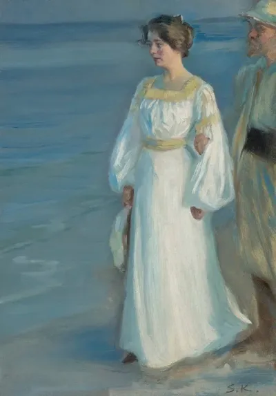 Summer Evening On Skagen Beach Portrait Of The Artists Wife