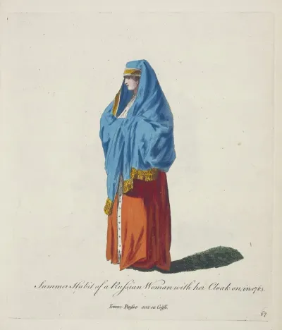 Summer Habit Of A Russian Woman With Her Cloak On In 1765 Femme Russe Avec Sa Coesse