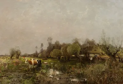 Summer Landscape With A Cottage On Marshland