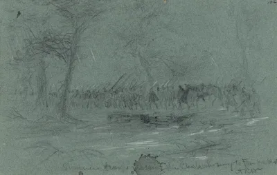 Sumners Troops Crossing The Chickahominy To Fair Oaks