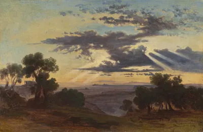 Sun Breaking Through Clouds Above The Roman Campagna