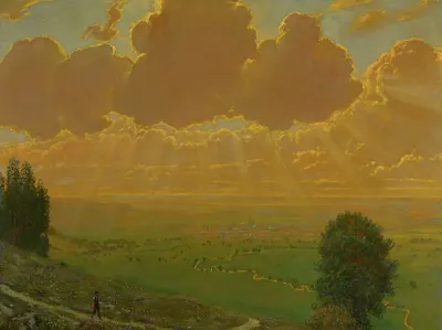 Sunburst Over Sackingen Black Forest Signed With The Artists Initials And Dated 1910