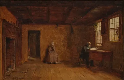 Sunday Morning New England Figures Painted By Eastman Johnson