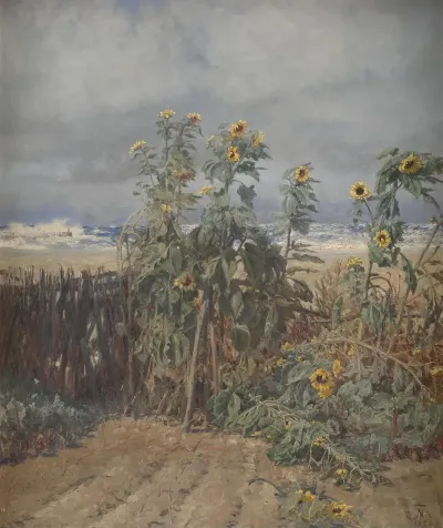 Sunflowers On A Beach