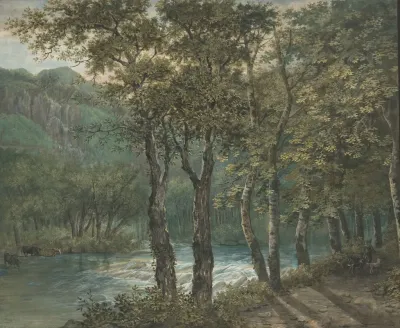 Sunlight Filtering Through Trees Along The River Sihl