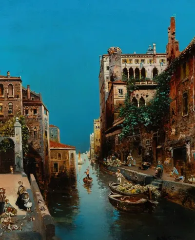 Sunny Afternoon Along A Bustling Canal Venice