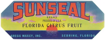 Sunseal Brand Florida Citrus Fruit Label