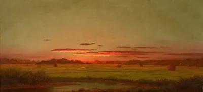 Sunset Haywagon In The Distance