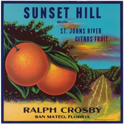 Sunset Hill Brand Florida Citrus Label 2