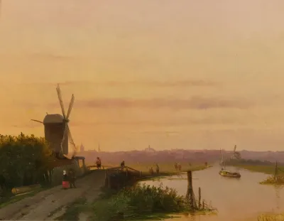 Sunset Over A Dutch Town