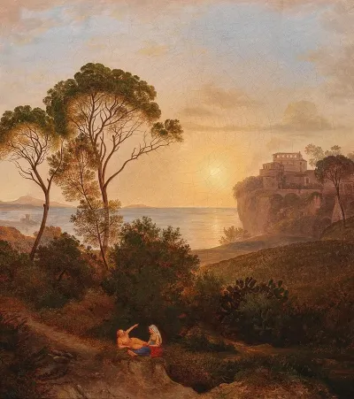 Sunset Over Of The Bay Of Naples