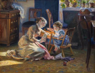 Sunshine In The Living Room The Artists Wife And Child