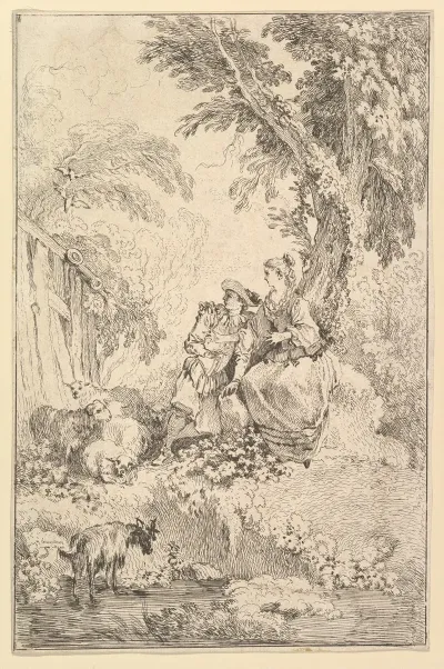 Surprised Young Couple Under A Tree