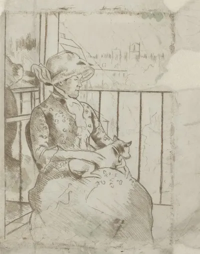 Susan On A Balcony Holding A Dog Verso