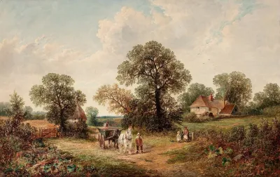 Sussex Landscape Rural Scene With Hay Cart