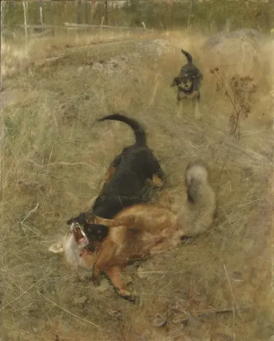 Swedish Foxhound And Fox
