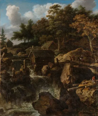 Swedish Landscape With A Waterfall