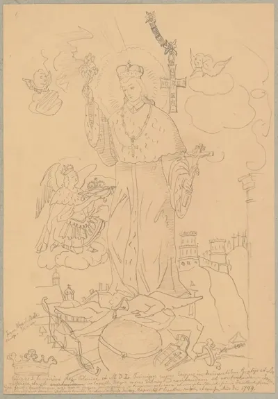 Swiety Kazimierz Krolewicz Rysunek Wedlug Ryciny Franciszka Waclawa Balcewicza Z 1749 Roku