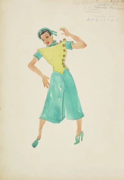 Swing It Green Bodice With Bronze Buttons Teal Culottes Teal Cap Teal Heels