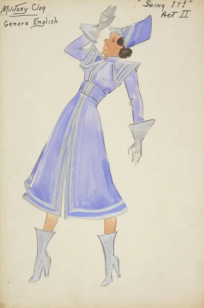 Swing It Military Clog Blue Coat Dress With Silver Lining