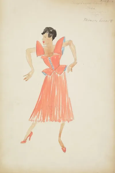 Swing It Pink Dress With Tall Shoulder Pads And Blue Buttons