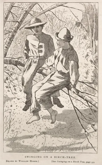 Swinging In A Birch Tree
