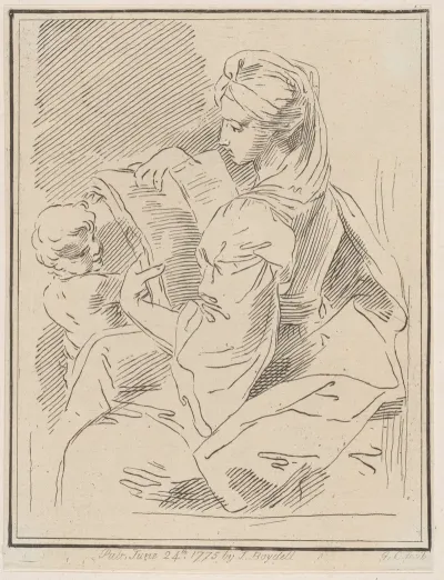 Sybil Holding A Book With A Child At Left