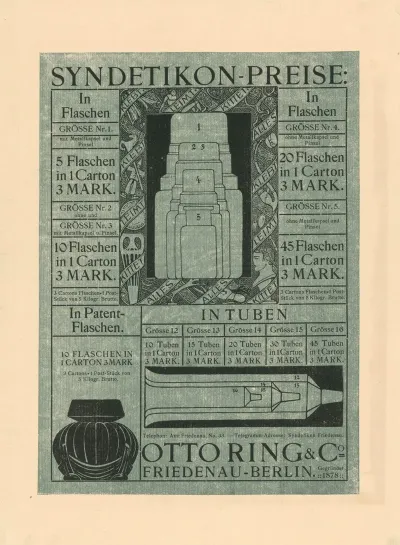 Syndetikon Preise Fur Flaschen Und Tuben Otto Ring Co Friedenau Berlin