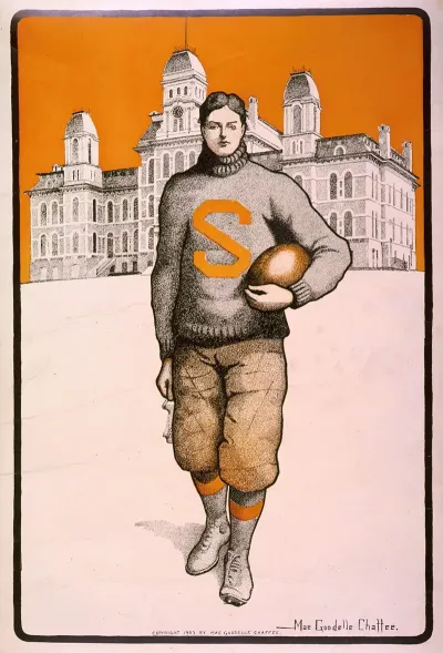 Syracuse Football Player Full Length Standing Facing Front With Syracuse University Behind Him