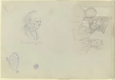 Szene In Der Eisenbahn Sowie Bildnis Von Ludwig Bischoff