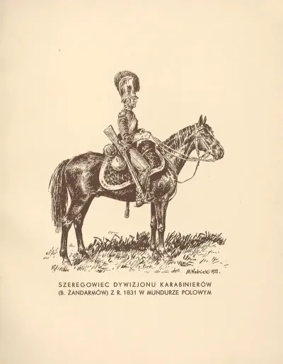 Szeregowiec Dywizjonu Karabinierow Bylych Zandarmow Z R 1831 W Mundurze Polowym