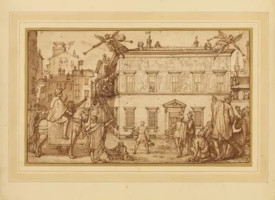 Taddeo Decorating The Facade Of The Palazzo Mattei