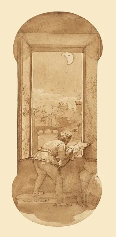 Taddeo Drawing By Moonlight In Calabreses House