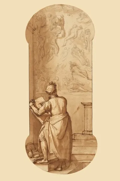 Taddeo In The Sistine Chapel Drawing Michelangelos Last Judgment
