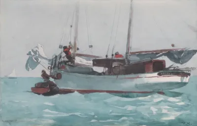 Taking On Wet Provisions Schooner Marked Newport K W