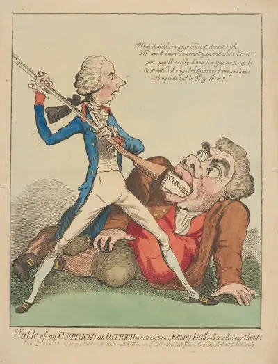 Talk Of An Ostrich An Ostrich Is Nothing To Him Johnny Bull Will Swallow Any Thing