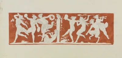 Tanz Von Satyrn Und Bacchantinnen Um Die Herme Des Dionysos