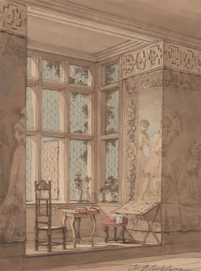 Tapestry Hung Room In Gothic Mansion