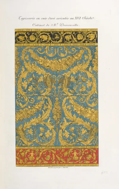 Tapisserie En Cuir Dore Executee Au Xvi Siecle Cabinet De Mr Demonville